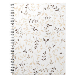 Neutral Beige Brun Botanisk Bladmönster Anteckningsbok