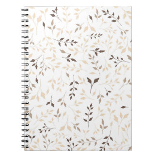 Neutral Beige Brun Botanisk Bladmönster Anteckningsbok