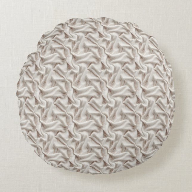 Neutral Beige, Cream & Ivory Sherpafilt Rund Kudde (Framsidan)