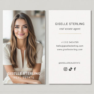 Neutral Beige Fastighetsmäklare Modern Minimalist Visitkort
