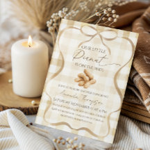Neutral Beige Gingham Liten Peanut Bebis Bjudning