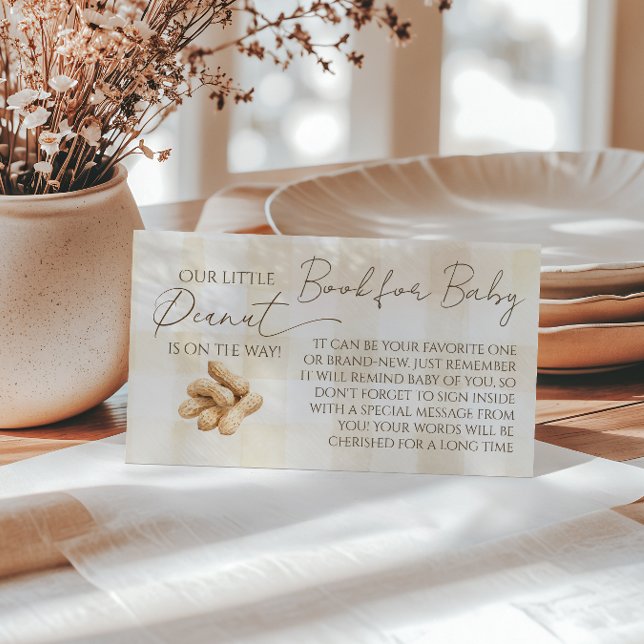 Neutral Beige Ginghamsmörbröd Bok För Bebis Shower Tilläggskort (Skapare uppladdad)