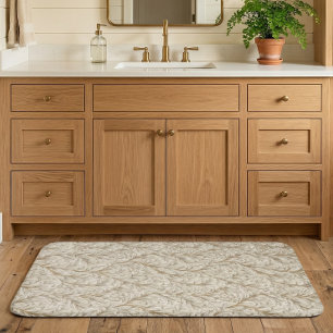 Neutral Beige Guld Botanisk Blad William Morris Badrumsmatta