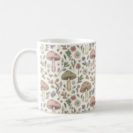Neutral Beige Jordnära Svamp Sömlös Mönster Kaffemugg