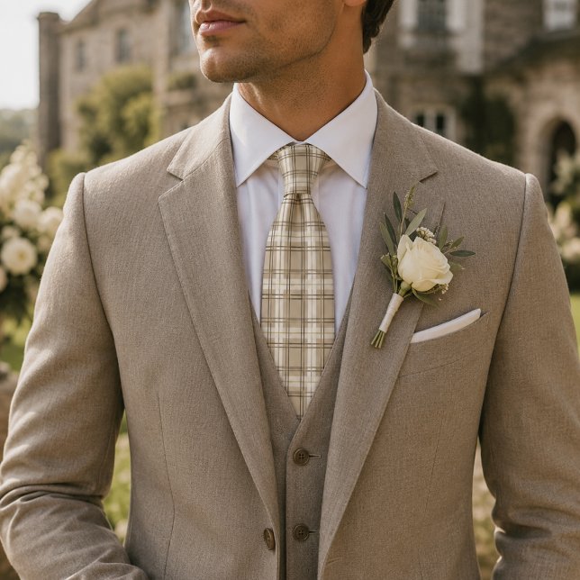 Neutral Beige Karet Rutigt Mönster Slips (Skapare uppladdad)