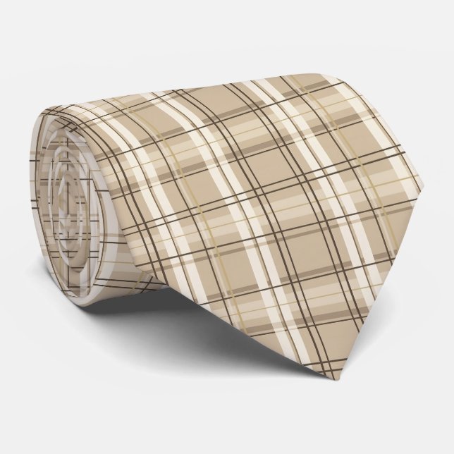 Neutral Beige Karet Rutigt Mönster Slips (Rullad)
