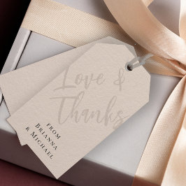 Neutral Beige Kärlek och Tacksamhet med Namn Presentetikett