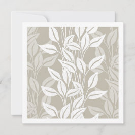 Neutral Beige Minimalistisk Löv Botanisk Konst Anteckningskort