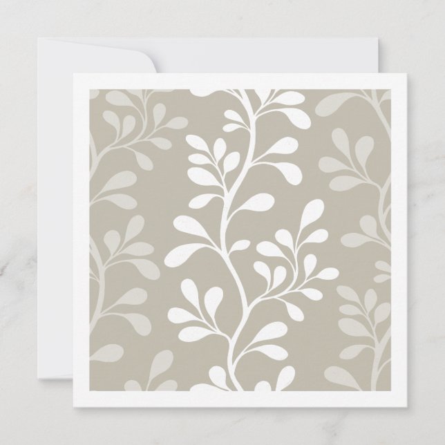Neutral Beige Paisley Waltz Minimal Botanisk Anteckningskort (Framsida)
