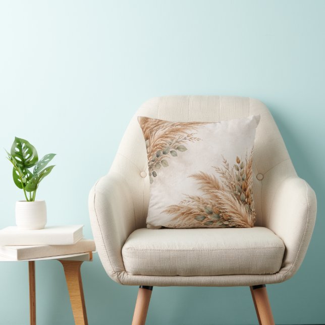 Neutral Beige Pampas Sage Botanisk Ram Kudde (Stol)