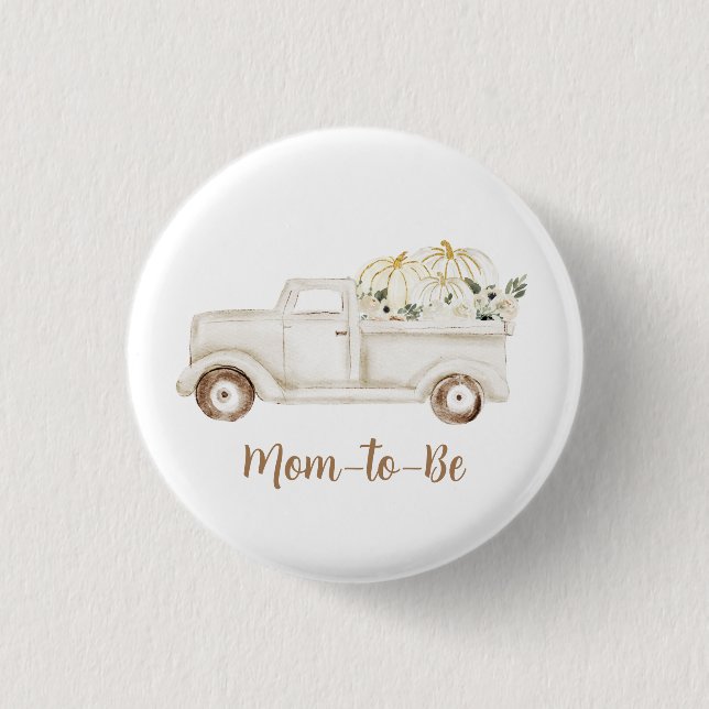 Neutral Beige Pumpa Blivande Mamma Bebis Bebisfest Knapp (Framsida)