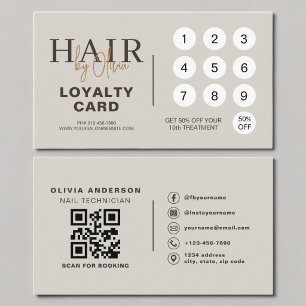 Neutral Beige QR-kod Lojalitetskort för frisörsalo