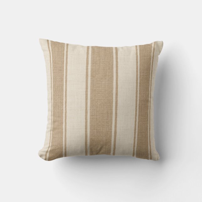 Neutral beige randig kastkudde kudde (Framsida)