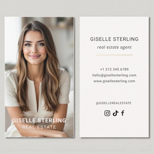 Neutral Beige Real Estate Agent Minimal Modern Visitkort (Skapare uppladdad)
