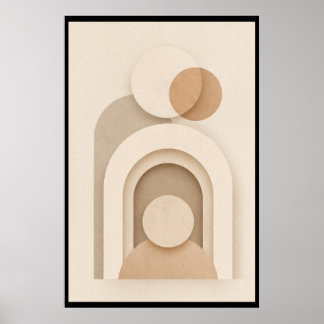 Neutral Beige Skandinavisk Abstrakt Design Poster