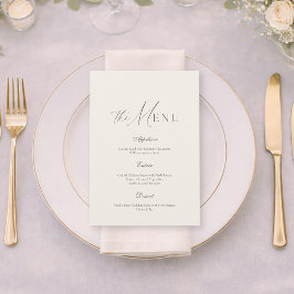 Neutral Beige Stripe Wedding Menu Inbjudningar