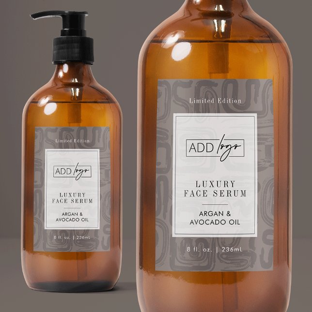 Neutral Beige Taupe Boho Waterproof Product Label Mat Etikett (elegant abstract pattern cosmo bottle waterproof label with your logo and customizable colors)