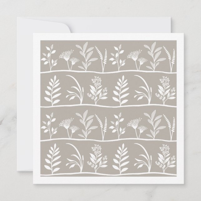 Neutral Beige Taupe Botanic Serenade Minimalistisk Anteckningskort (Framsida)