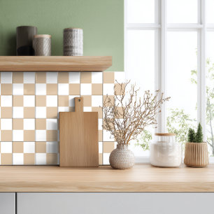 Neutral Beige Vit Rutig Keramisk Platta Kakelplatta