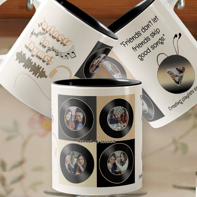 Neutral Best Friend Vinyl Photo Personalized Gift  Två-Tonad Mugg (Skapare uppladdad)