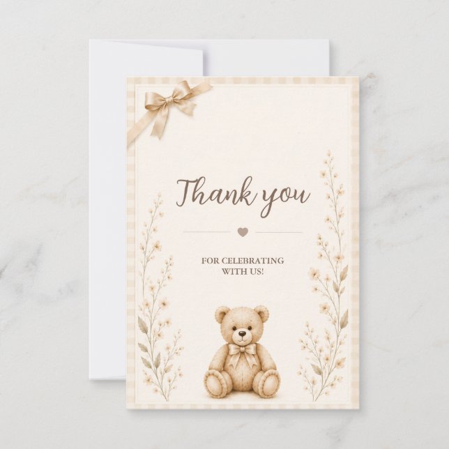 Neutral Björn Bebis Dopp Tacksamhetskort Tack Kort (Framsida)