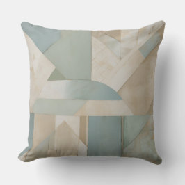 Neutral Blå Grön Beige Abstrakt Geometrisk Tryck Kudde