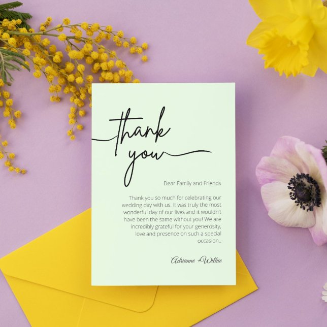Neutral Black and White Minimalist Wedding Tack Kort (Neutral Black and White Minimalist Wedding Thank You Card)