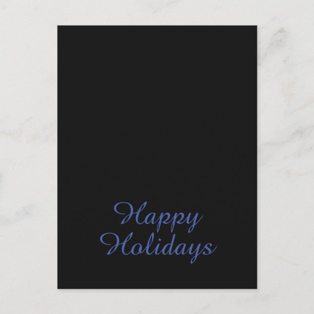 Neutral Black & Blue Plain Elegant Happy Holidays Helg Vykort (Framsida)