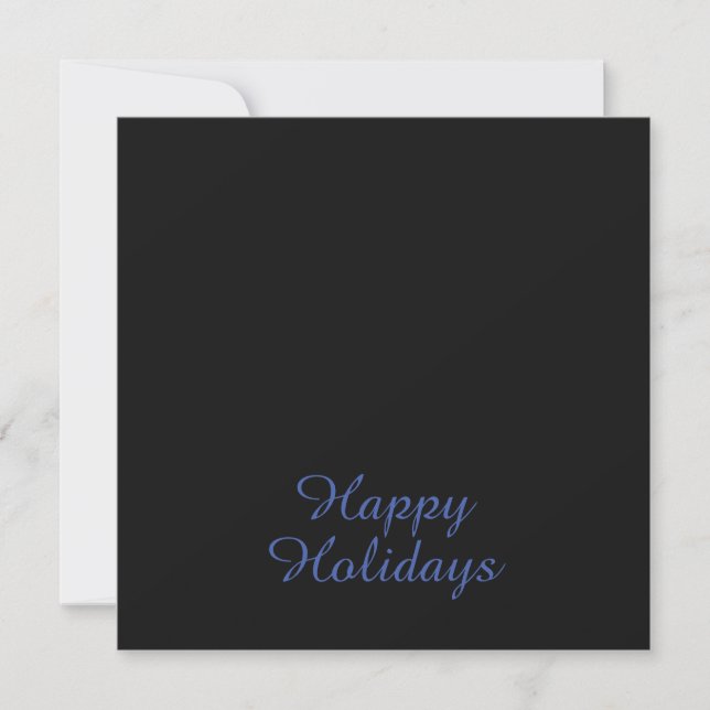 Neutral Black & Blue Plain Elegant Happy Holidays Julkort (Framsida)