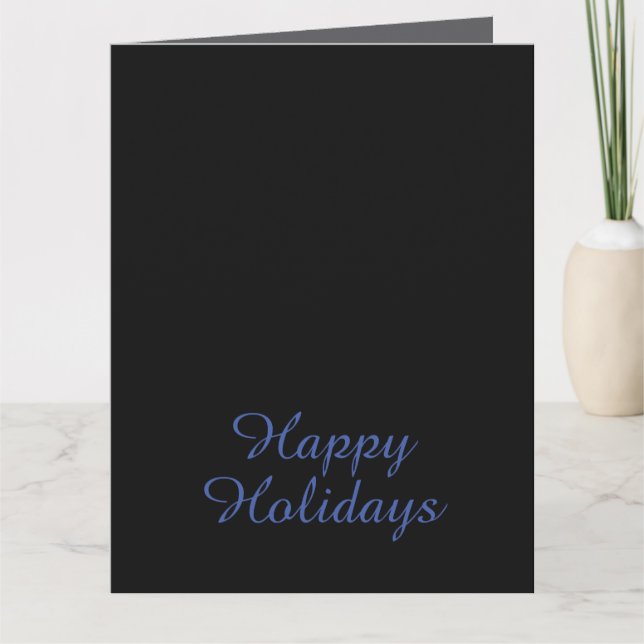 Neutral Black & Blue Plain Elegant Happy Holidays Kort (Framsida)