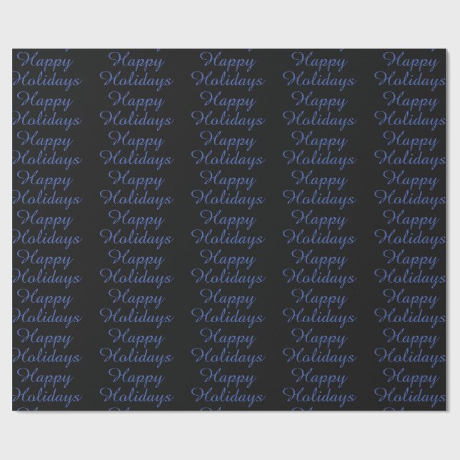 Neutral Black & Blue Plain Elegant Happy Holidays Presentpapper (Platt)