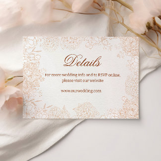 Neutral Blommig Bröllopsdetaljkort Elegant Tilläggskort