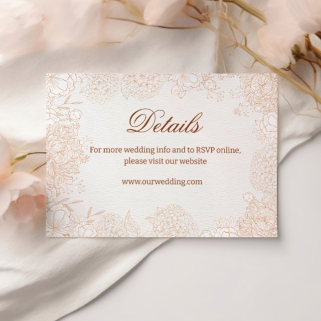 Neutral Blommig Bröllopsdetaljkort Elegant Tilläggskort (Skapare uppladdad)