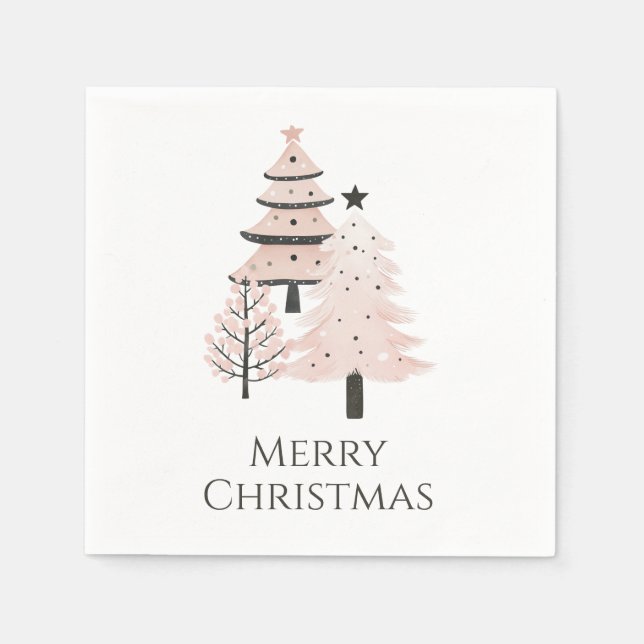 Neutral Blush Christmas Tree Paper Napkins Pappersservett (Framsidan)