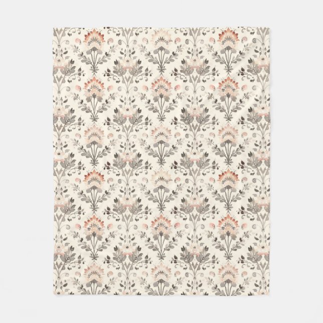 Neutral Blush Gray Botanical Fleece Blanket (Framsidan)