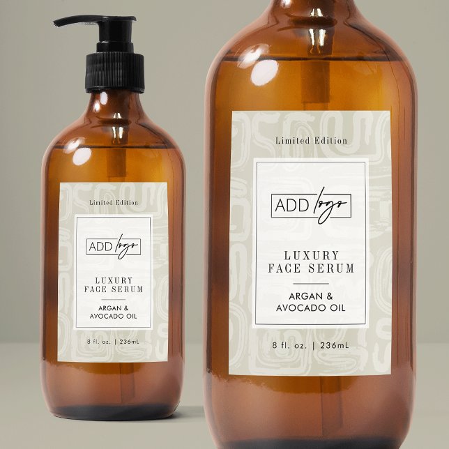 Neutral Bohemian Beige Waterproof Product Label Mat Etikett (modern pastel cream cosmo bottle waterproof label with your logo and customizable colors)