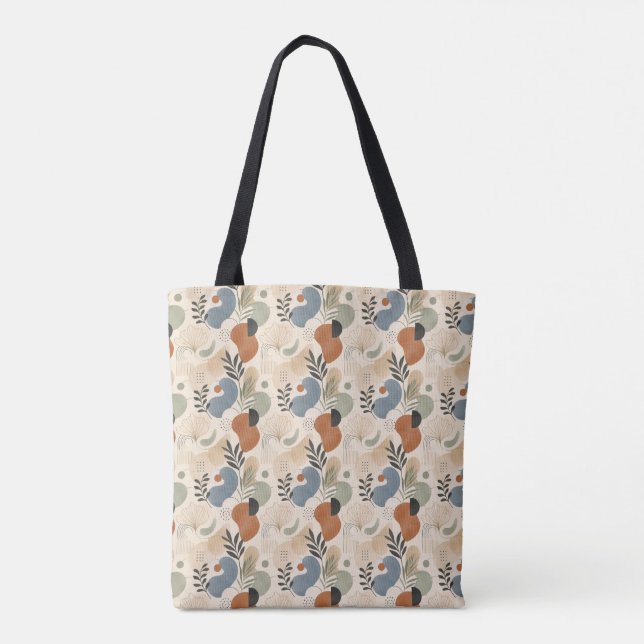 Neutral Boho Abstrakt Geometrisk Handväskor Tygkasse (Baksida)