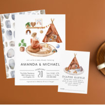 Neutral Boho Barnrum | Bebisens Shower Inbjudan