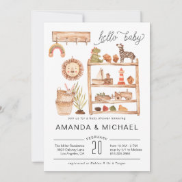 Neutral Boho Barnrum | Inbjudan till babykalas