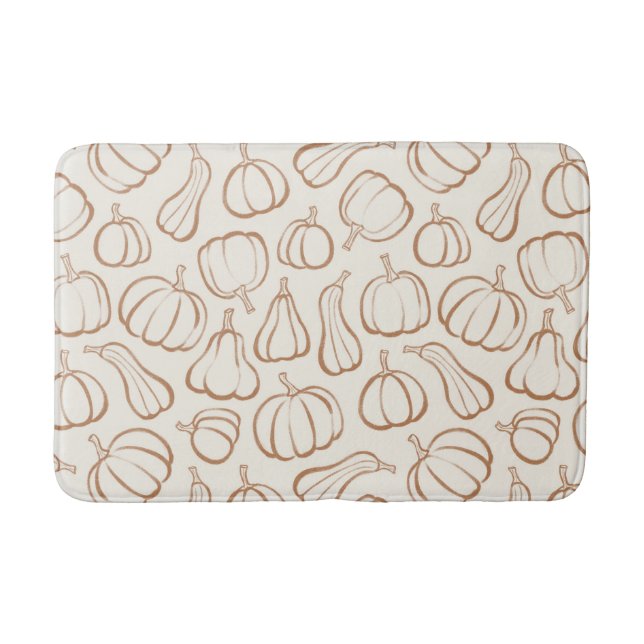 Neutral Boho Beige Pumpamuster Höst Halloween Badrumsmatta (Framsidan)