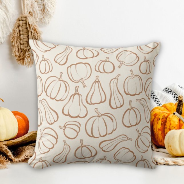 Neutral Boho Beige Pumpamuster Höst Halloween Kudde (Skapare uppladdad)