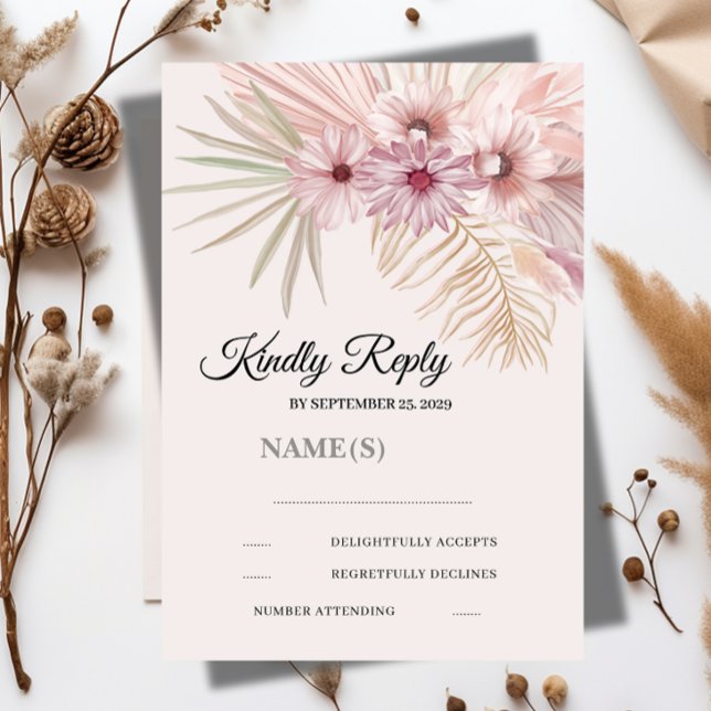 Neutral Boho Botanisk Bröllop RSVP-kort  OSA Kort (Skapare uppladdad)