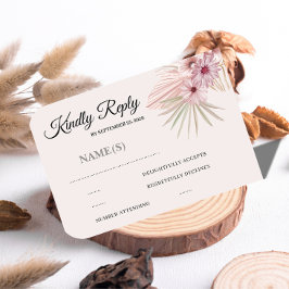 Neutral Boho Botanisk Bröllops-RSVP-Kort OSA Kort