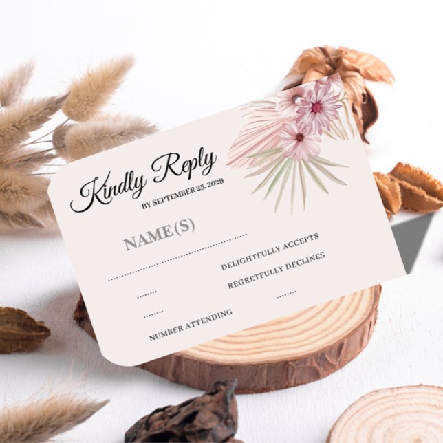 Neutral Boho Botanisk Bröllops-RSVP-Kort  OSA Kort (Skapare uppladdad)