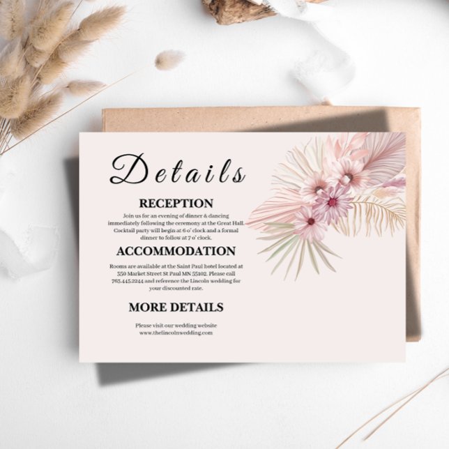 Neutral Boho Botanisk Bröllopsföljekort Tilläggskort (Skapare uppladdad)
