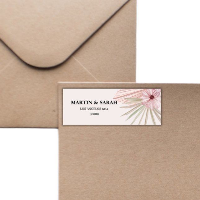 Neutral Boho Botanisk Bröllopsreturadress  Returadress Etikett (Skapare uppladdad)