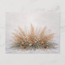 Neutral Boho Christmas Botanical Pampas Arrangemen Helg Vykort