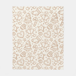 Neutral Boho Christmas Gingerbread Man Beige Fleecefilt