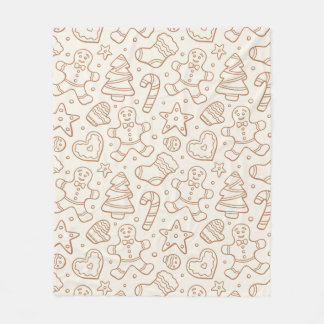Neutral Boho Christmas Gingerbread Man Beige Fleecefilt