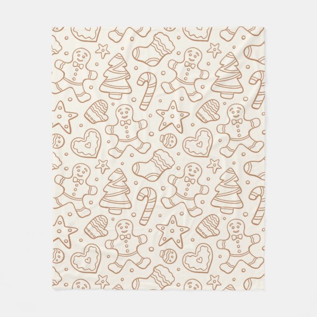 Neutral Boho Christmas Gingerbread Man Beige Fleecefilt (Framsidan)